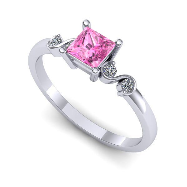 Inel din aur alb cu safir roz