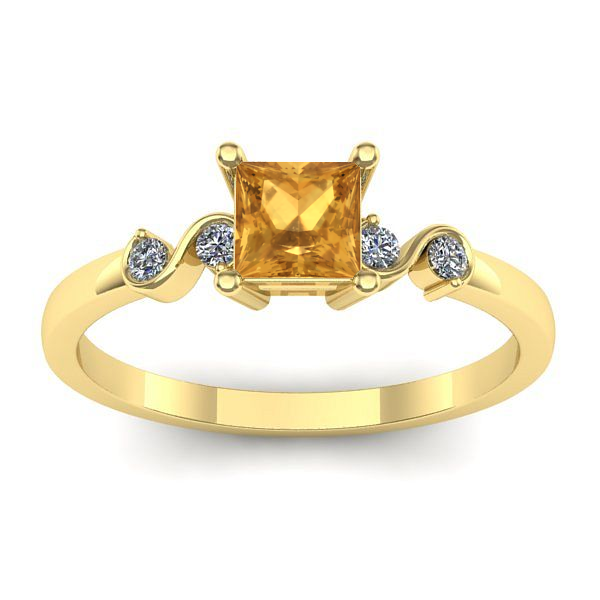 Inel cu citrin patrat