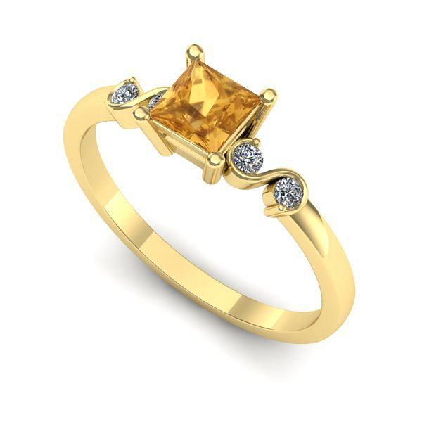 Inel din aur galben cu citrin