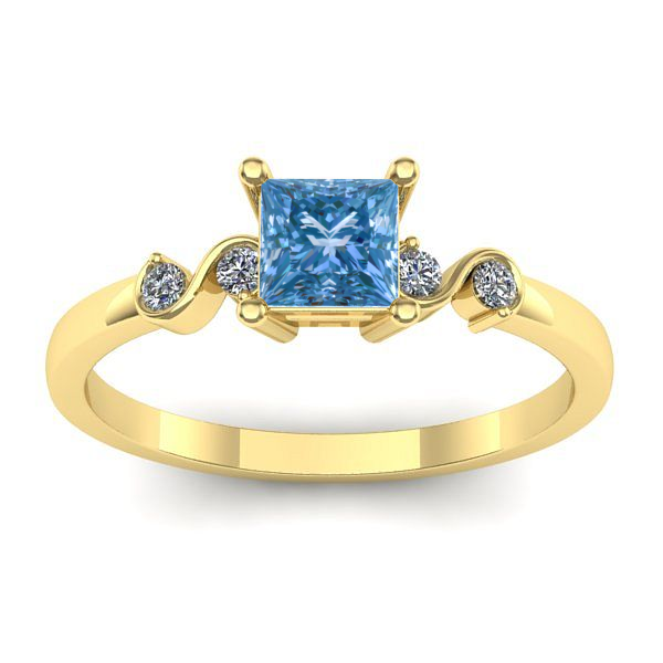 Inel de logodna cu diamant de laborator albastru patrat
