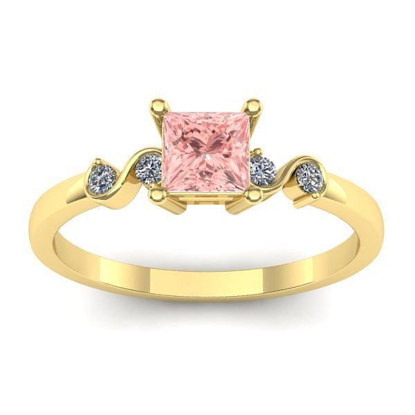 Inel de logodna cu diamant de laborator roz patrat