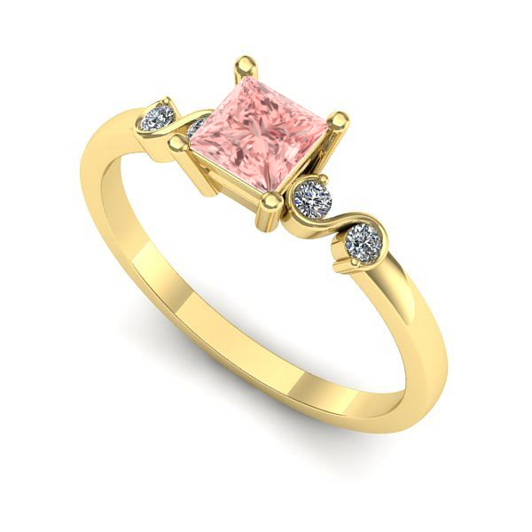 Inel de logodna din aur galben cu diamant de laborator roz