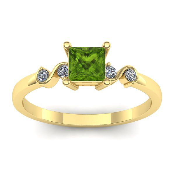 Inel cu peridot patrat