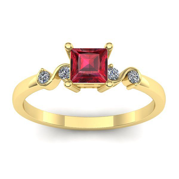 Inel cu rubin patrat