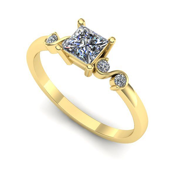 Inel de logodna din aur galben cu safir alb