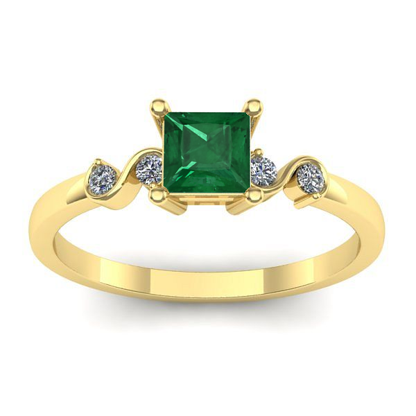 Inel de logodna cu smarald patrat