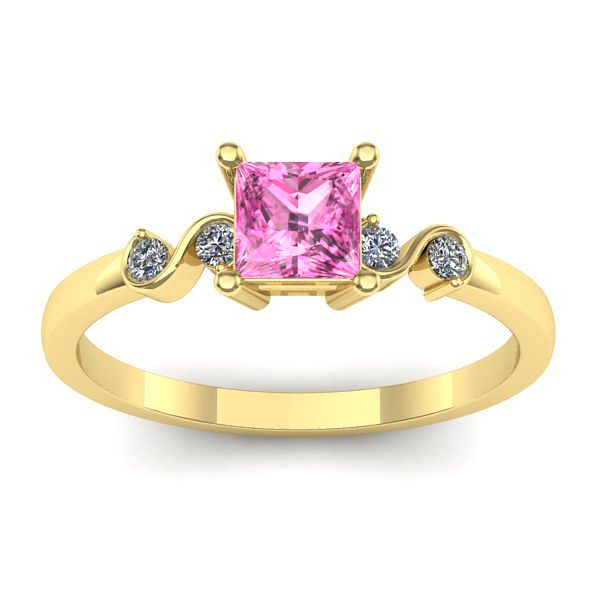 Inel cu safir roz patrat