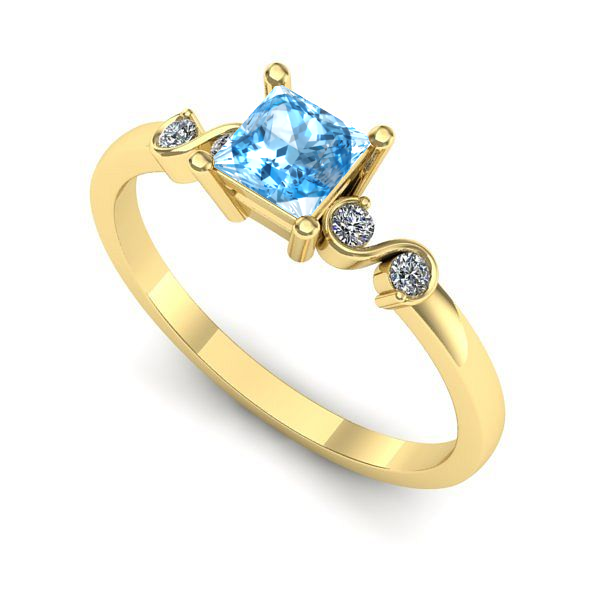 Inel din aur galben cu topaz blue