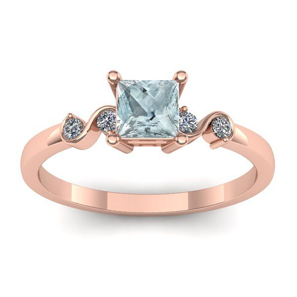 Inel logodna cu aquamarin patrat