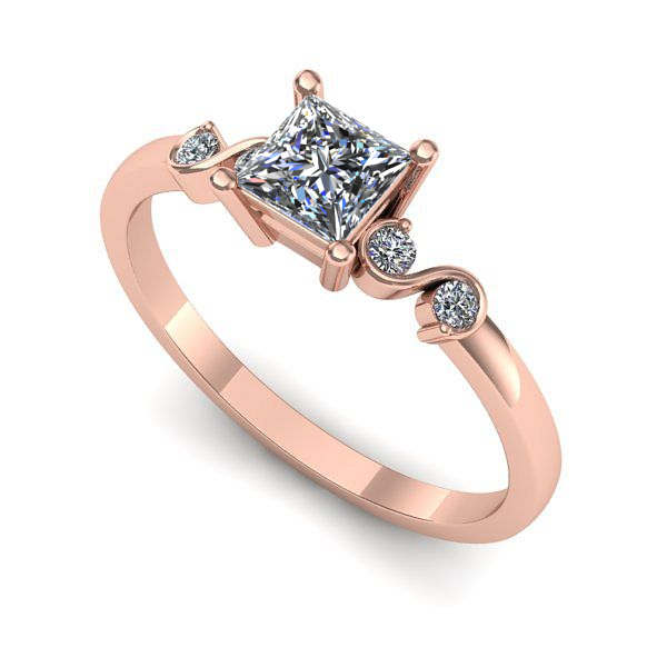 Inel logodna din aur roz cu diamant