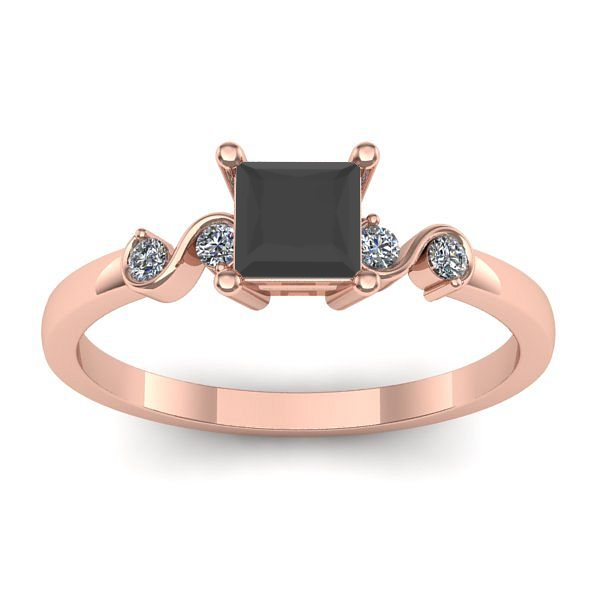 Inel de logodna cu diamant negru patrat