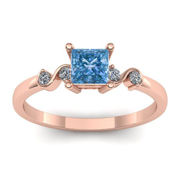 Inel de logodna cu diamant de laborator albastru patrat