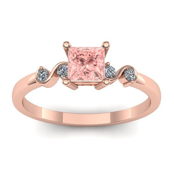 Inel logodna cu diamant de laborator roz patrat