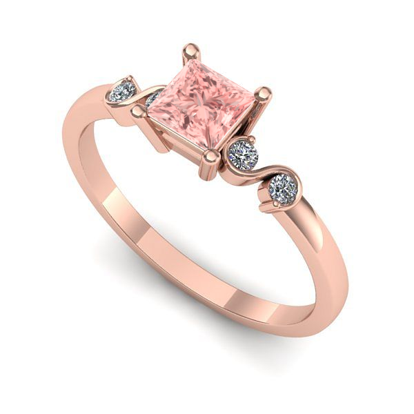 Inel din aur roz cu diamant de laborator roz