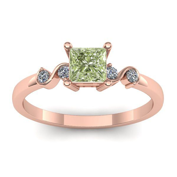 Inel de logodna cu diamant de laborator verde patrat