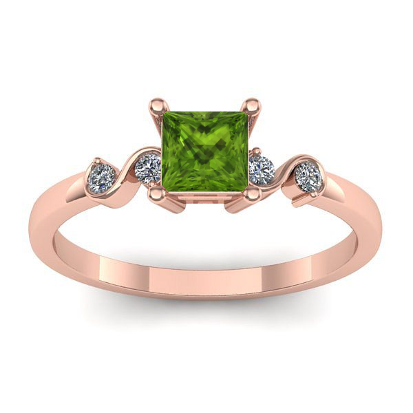 Inel cu peridot patrat