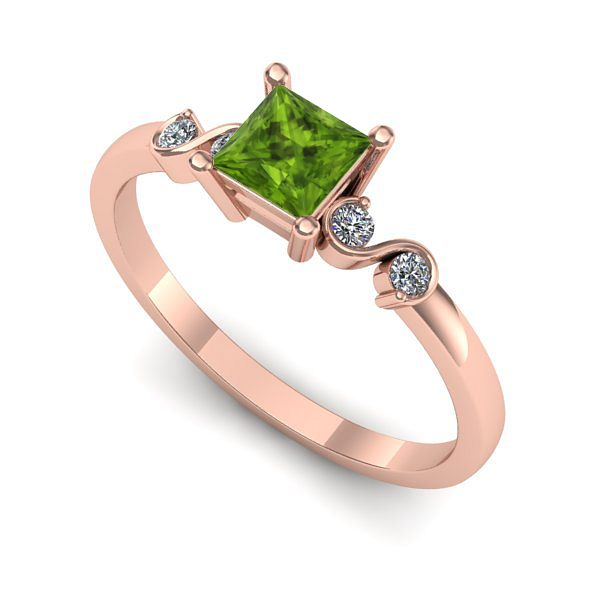 Inel de logodna din aur roz cu peridot