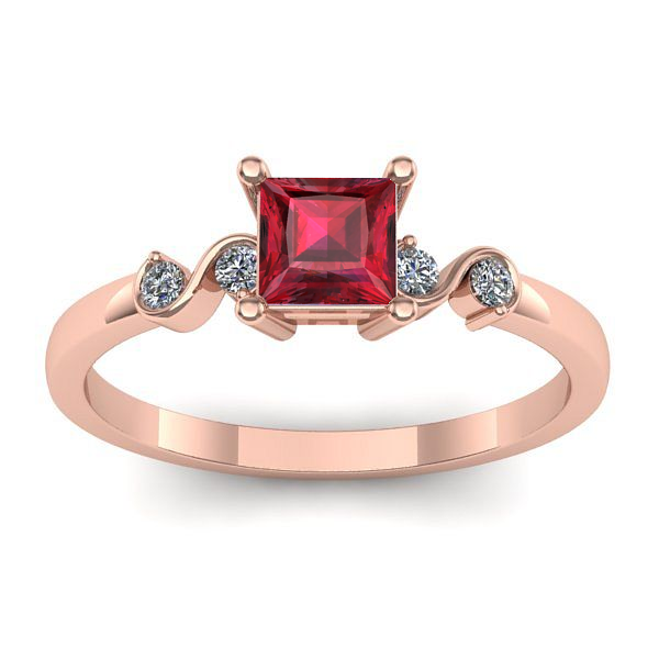 Inel cu rubin patrat