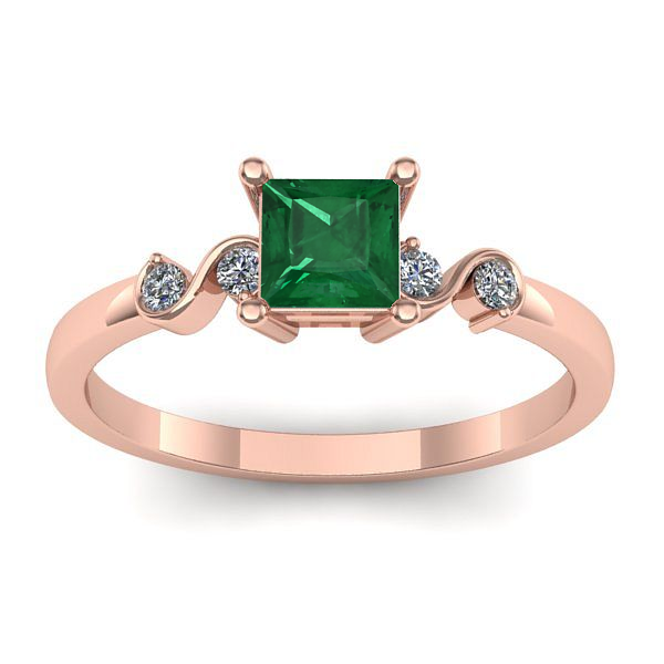 Inel de logodna cu smarald patrat