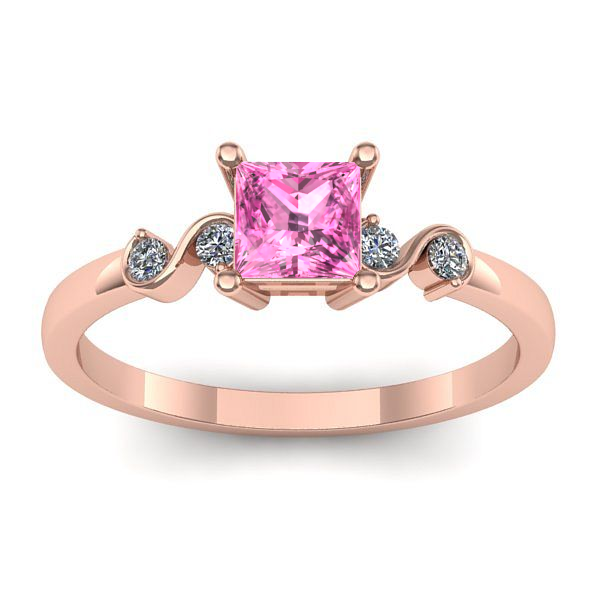 Inel cu safir roz patrat