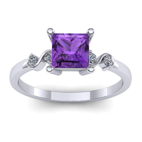 Inel de logodna cu ametist patrat