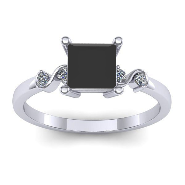 Inel de logodna cu diamant negru patrat