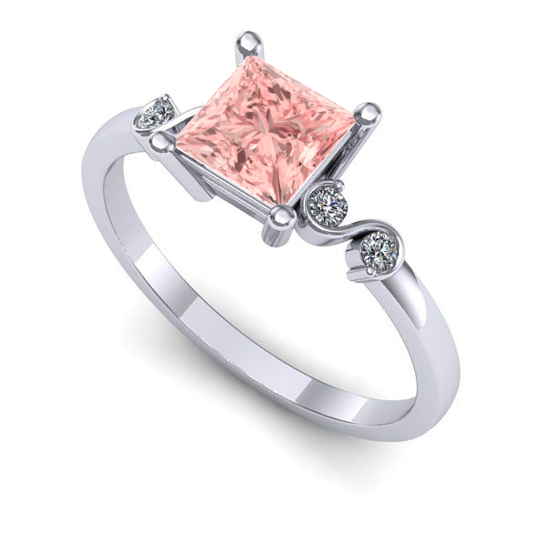 Inel de logodna din aur alb cu diamant de laborator roz