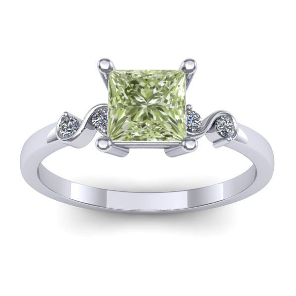 Inel logodna cu diamant de laborator verde patrat