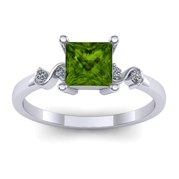 Inel logodna cu peridot patrat