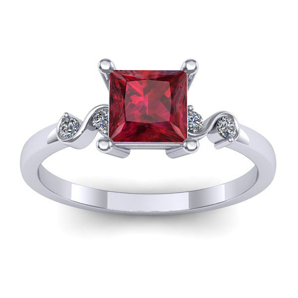 Inel logodna cu rubin patrat