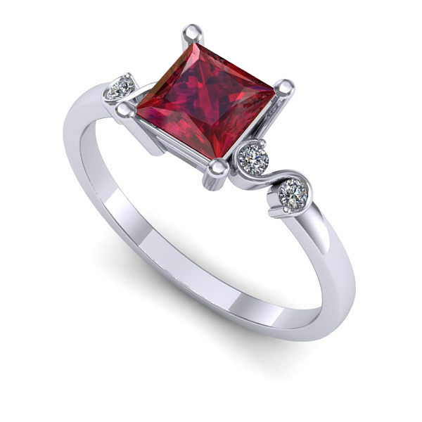 Inel din aur alb cu rubin