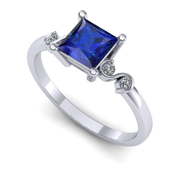 Inel din aur alb cu safir