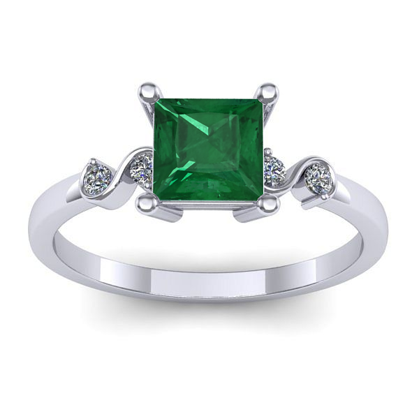 Inel de logodna cu smarald patrat