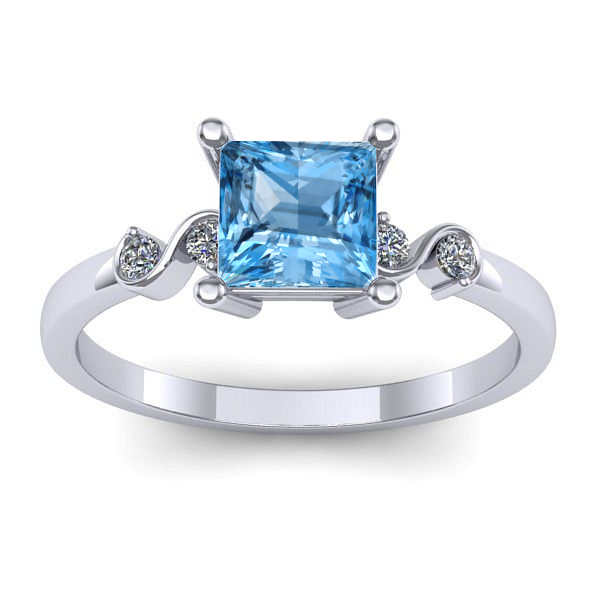 Inel logodna cu topaz blue patrat