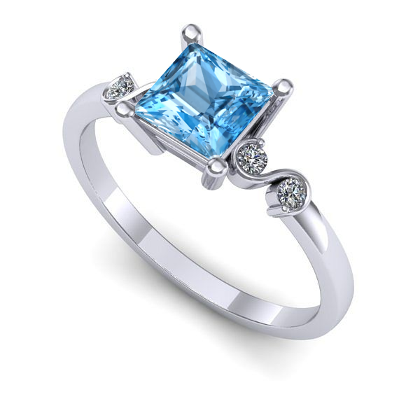 Inel de logodna din aur alb cu topaz blue