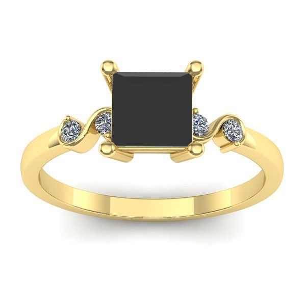 Inel cu diamant negru patrat