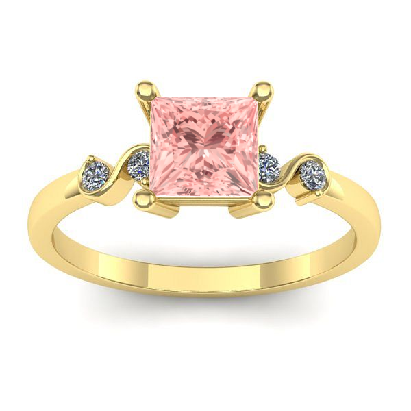 Inel cu diamant de laborator roz patrat