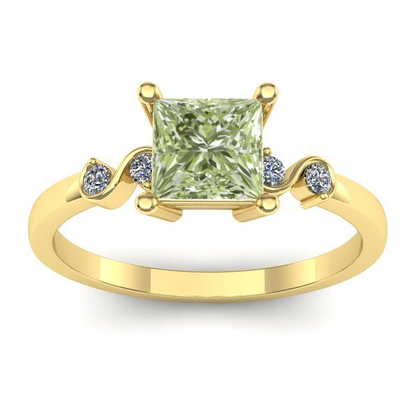 Inel de logodna cu diamant de laborator verde patrat