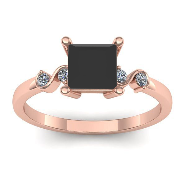 Inel de logodna cu diamant negru patrat