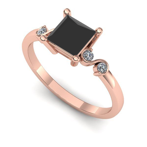 Inel din aur roz cu diamant negru