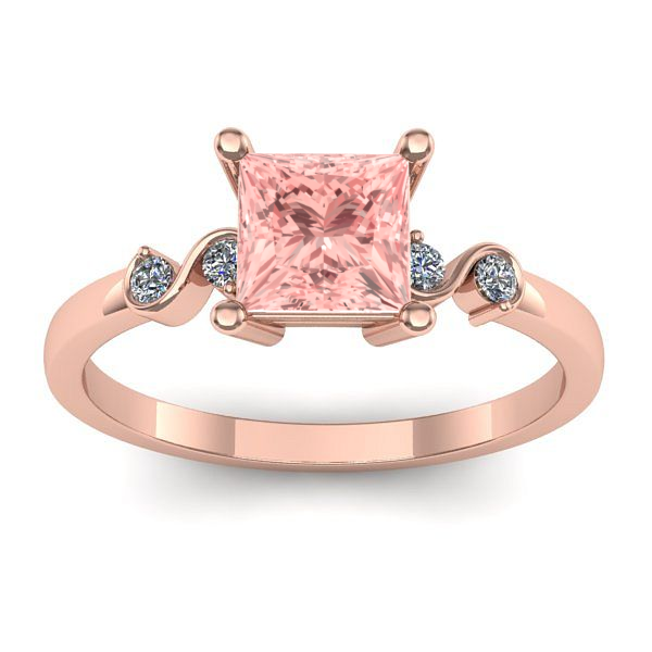 Inel cu diamant de laborator roz patrat