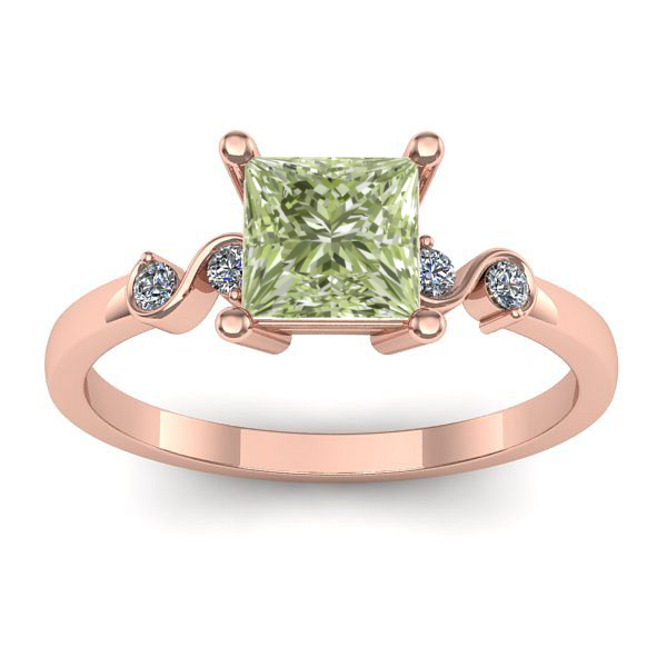 Inel de logodna cu diamant de laborator verde patrat