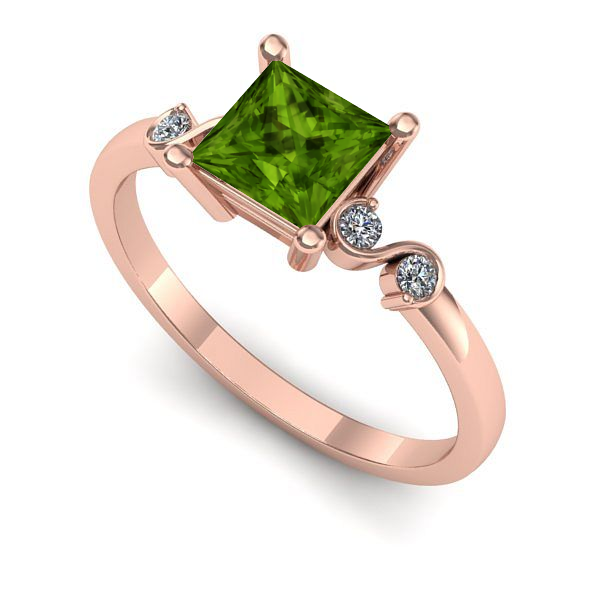 Inel logodna din aur roz cu peridot