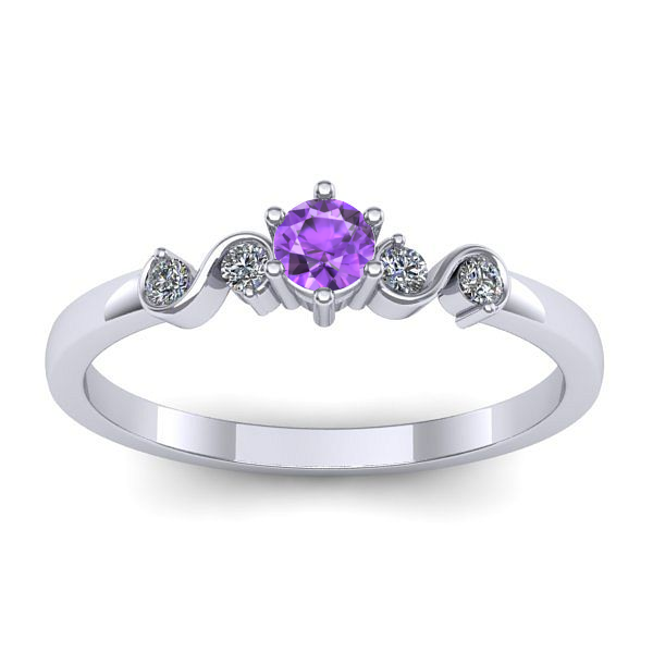 Inel de logodna cu ametist rotund