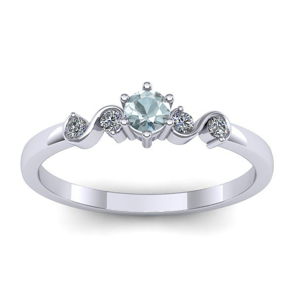 Inel logodna cu aquamarin rotund