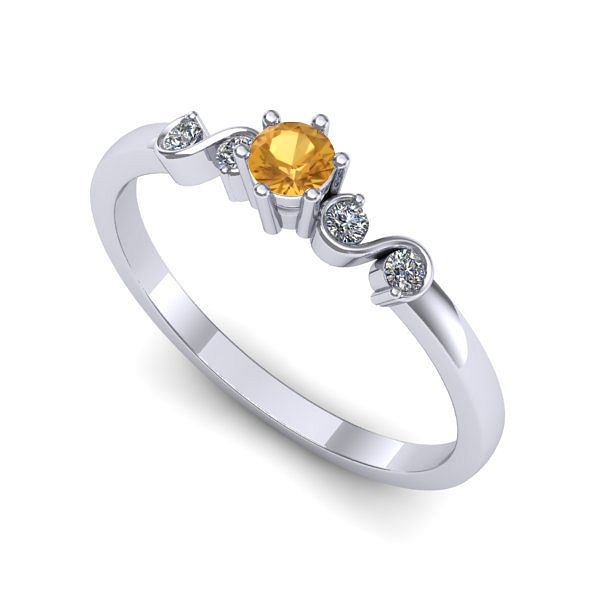 Inel de logodna din aur alb cu citrin