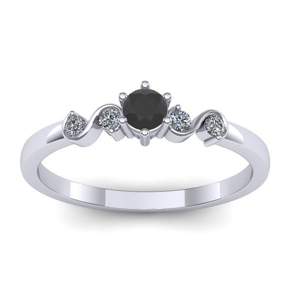 Inel de logodna cu diamant negru rotund