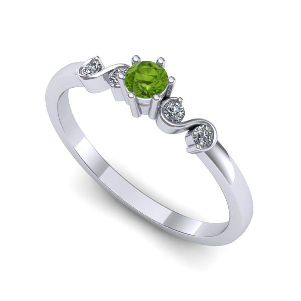 Inel de logodna din aur alb cu peridot