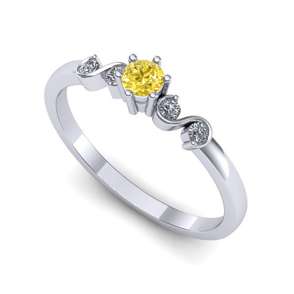 Inel din aur alb cu safir galben