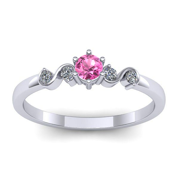 Inel logodna cu safir roz rotund